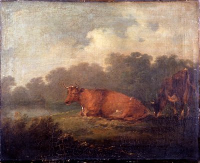 Paisaje con ganado. Una vaca descansando de Francis Bourgeois